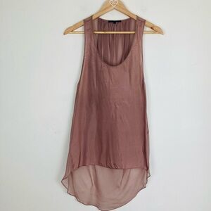 Beautiful People silk longline tank in tan mauve colorway. Size Large